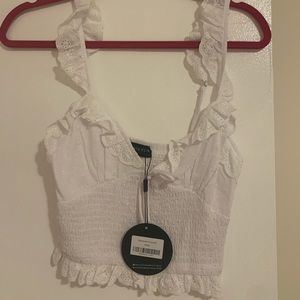 White Fox White Frill Thin Strapped Cropped atop